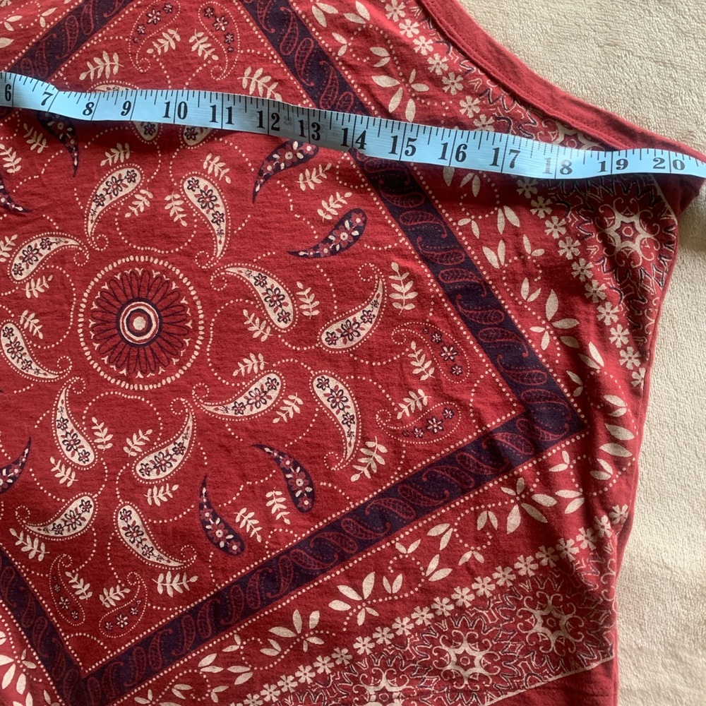 Shyanne Brick Red Bandana Print Western boho Halter Graphic Cotton Tank large - Picture 6 of 11